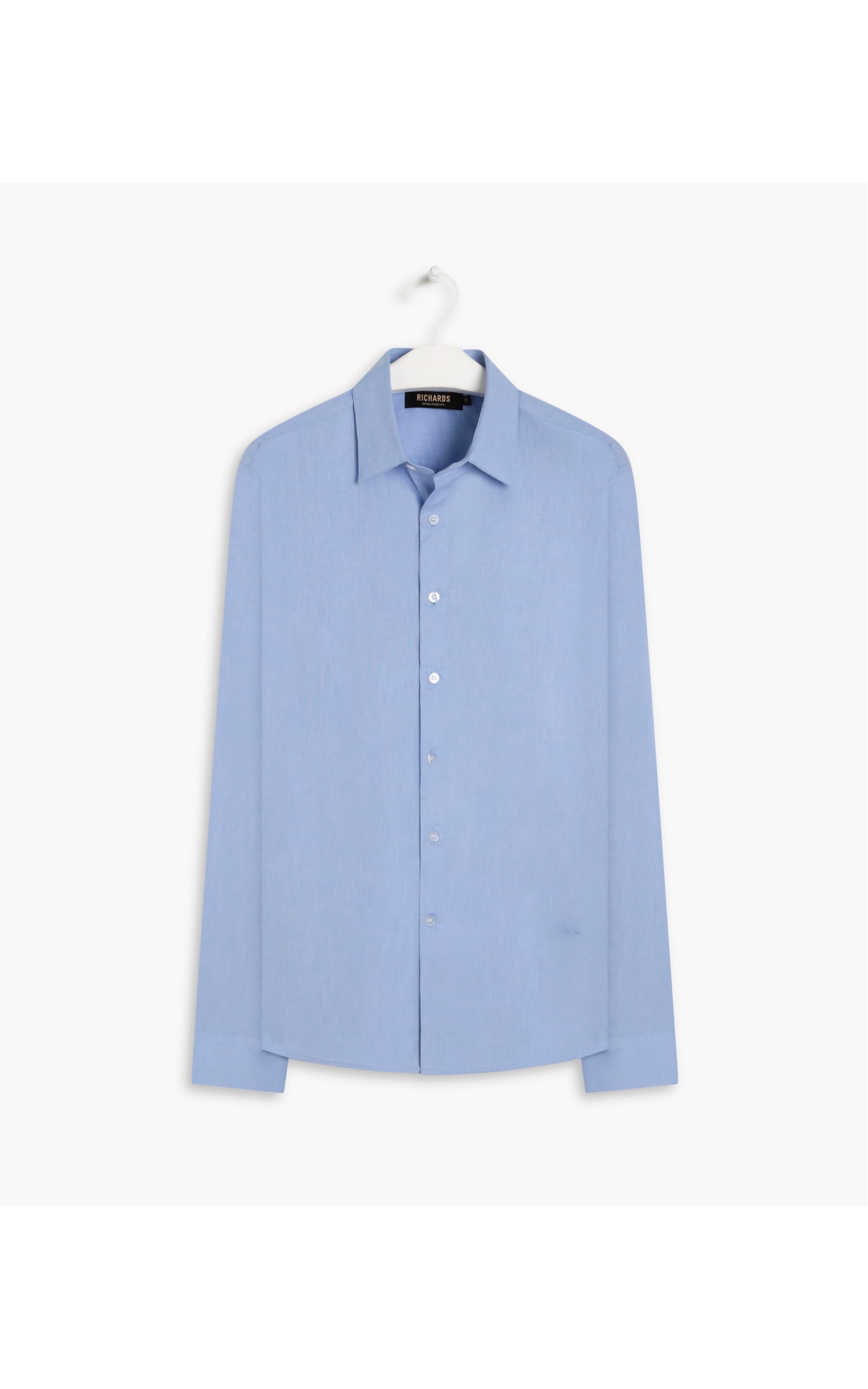 Camisa Fil a Fil Ml Azul Bic
