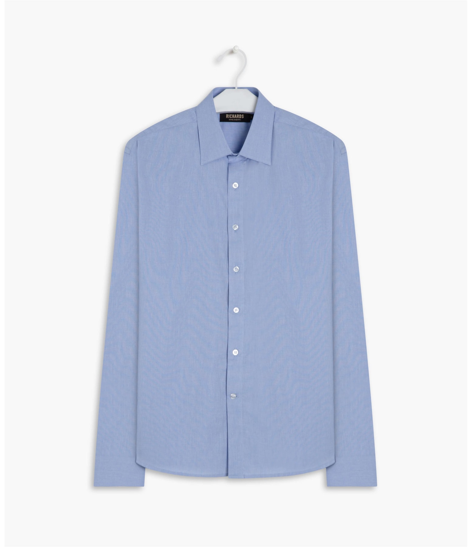 Camisa Fil a Fil Ml Azul Bic
