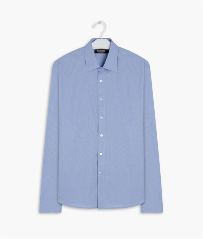 Camisa Fil a Fil Ml Azul Bic