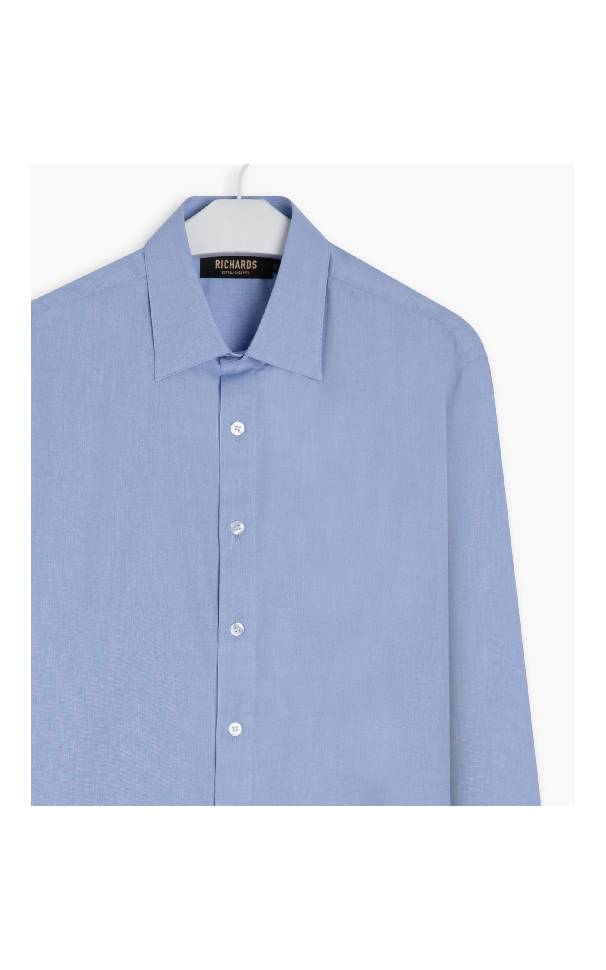 Camisa Fil a Fil Ml Azul Bic