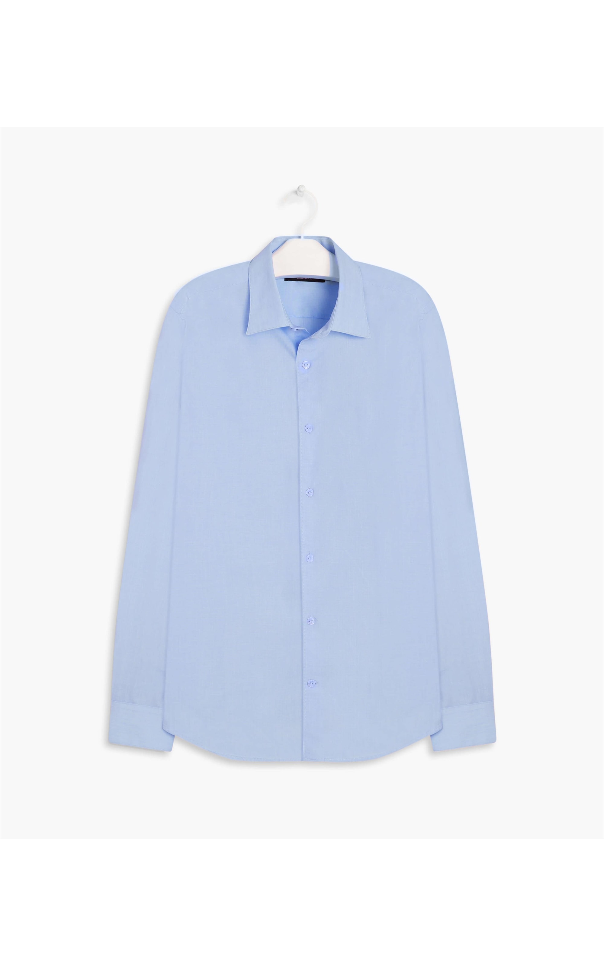 Camisa Fil a Fil Ml Azul Bic