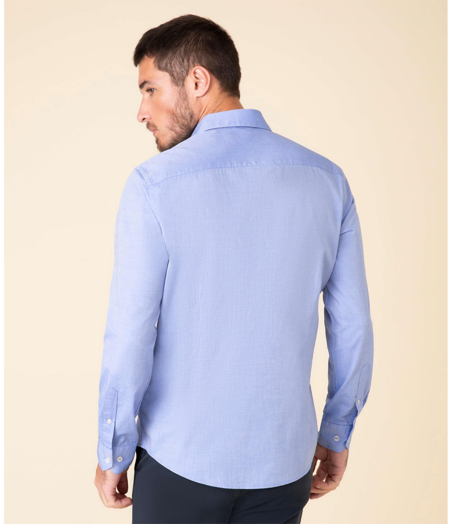 Camisa Fil a Fil Ml Azul Bic