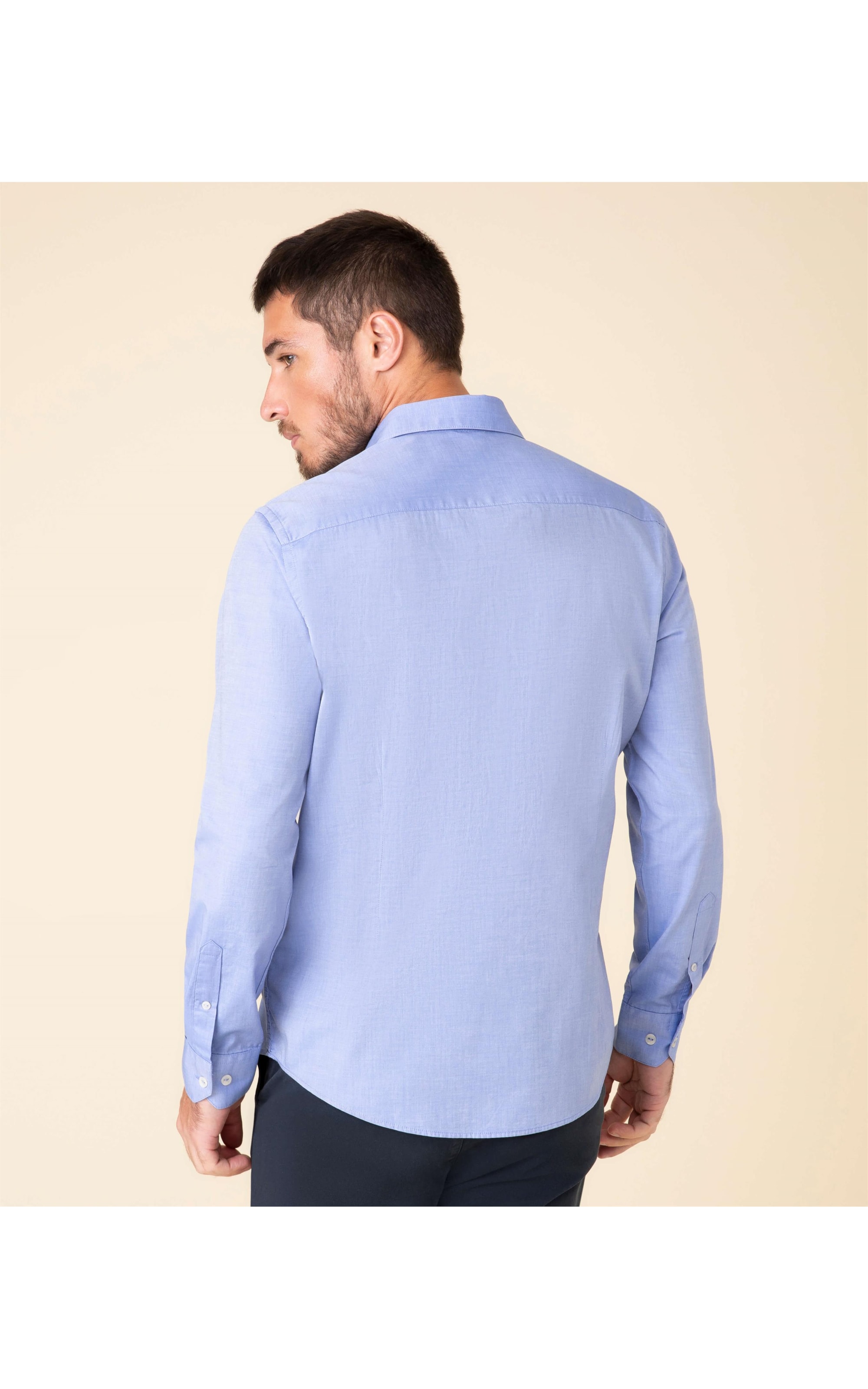 Camisa Fil a Fil Ml Azul Bic