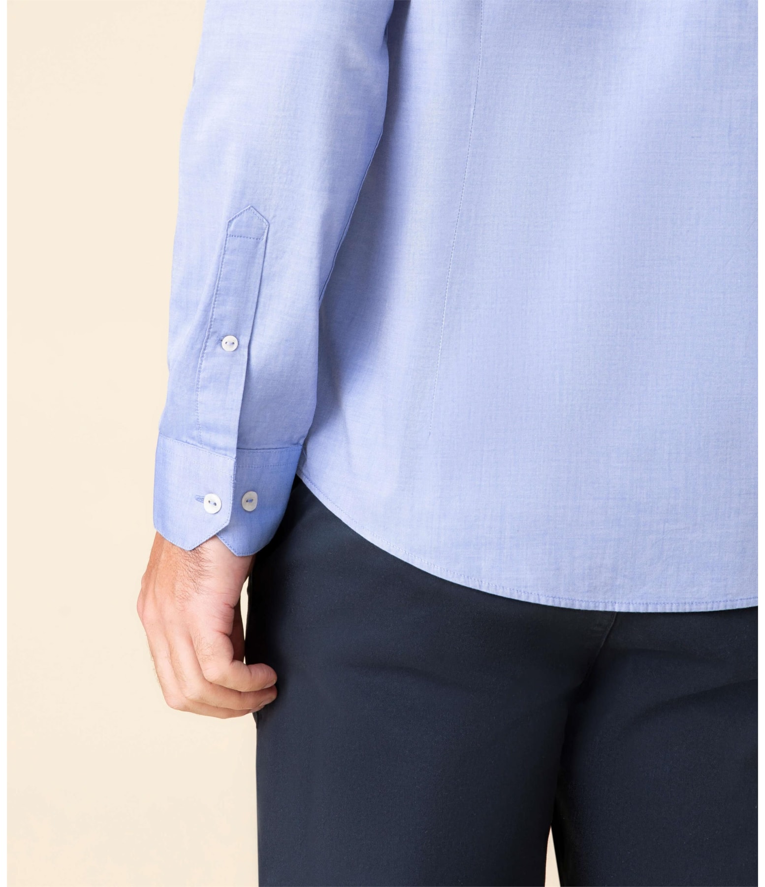 Camisa Fil a Fil Ml Azul Bic
