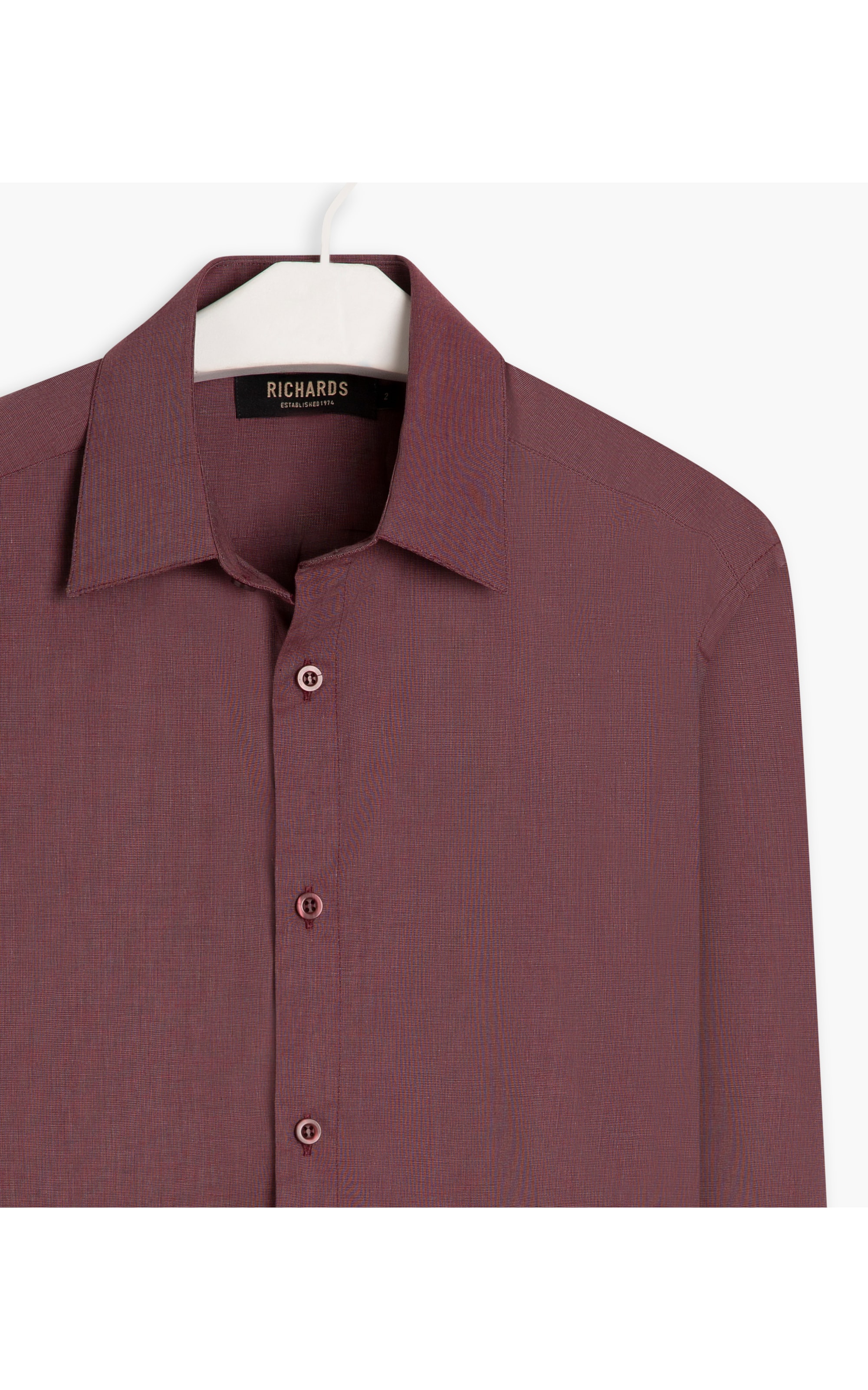 Camisa Fil a Fil Ml Bordeaux