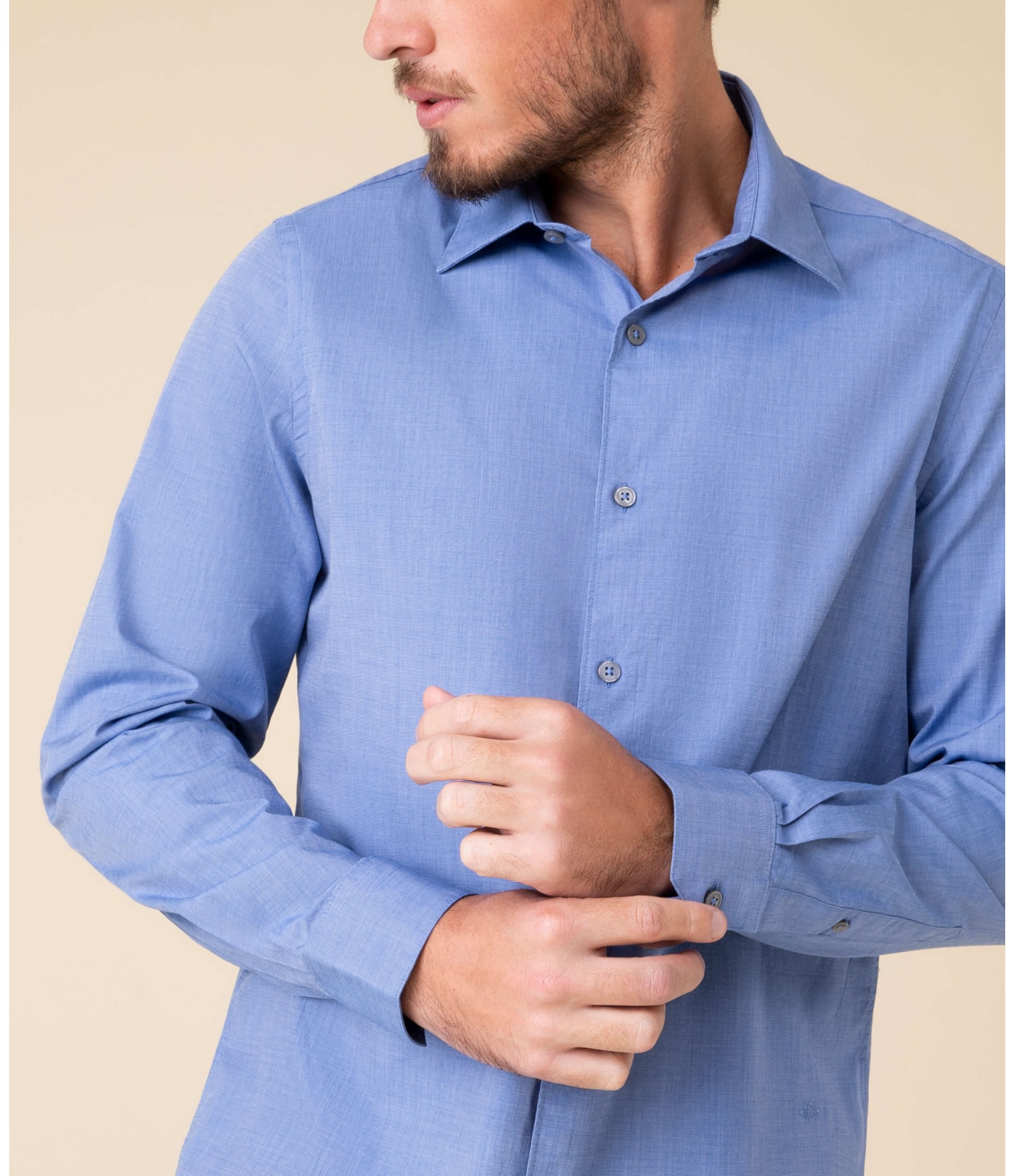 Camisa Fil a Fil Ml Marinho