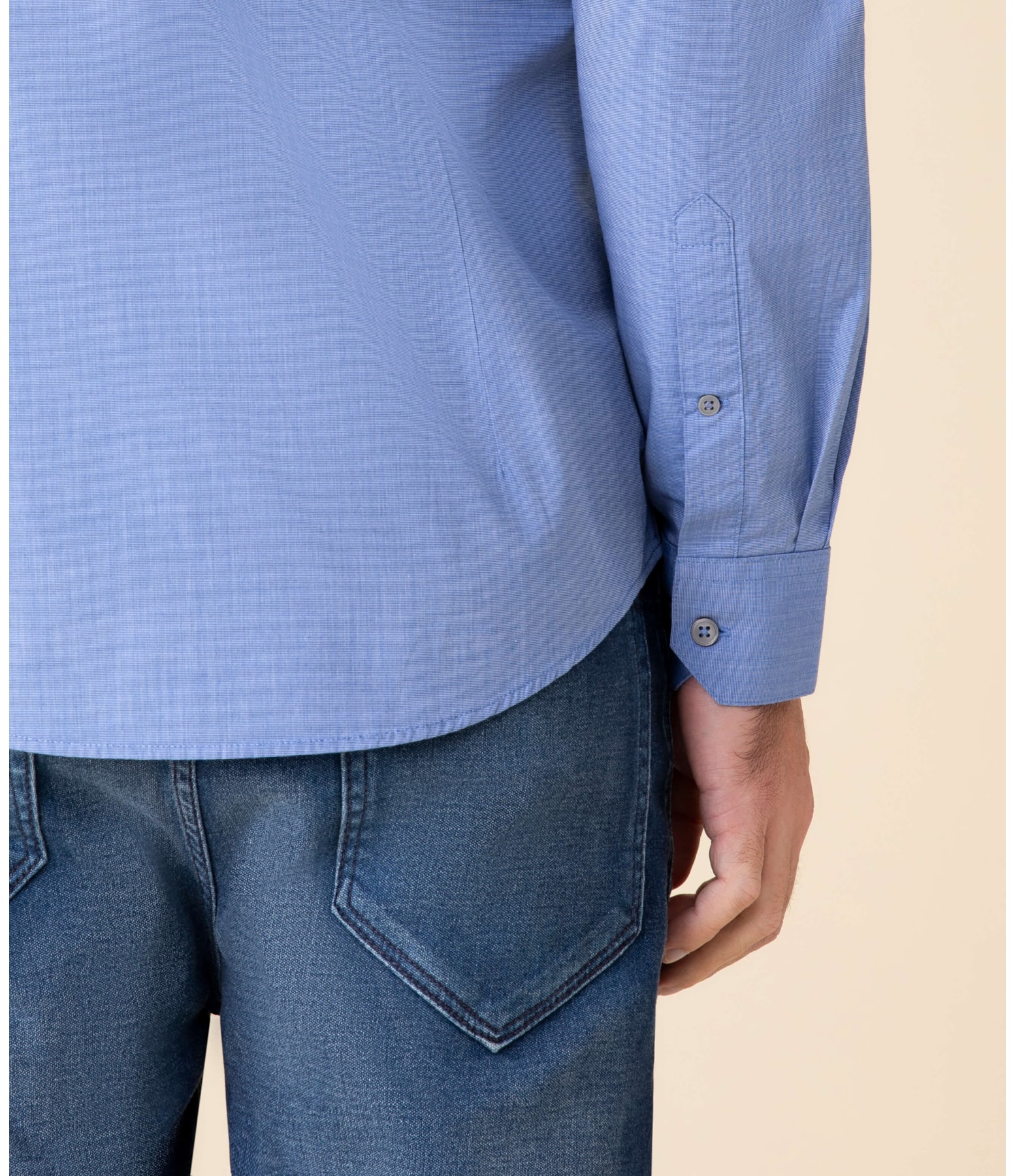 Camisa Fil a Fil Ml Marinho