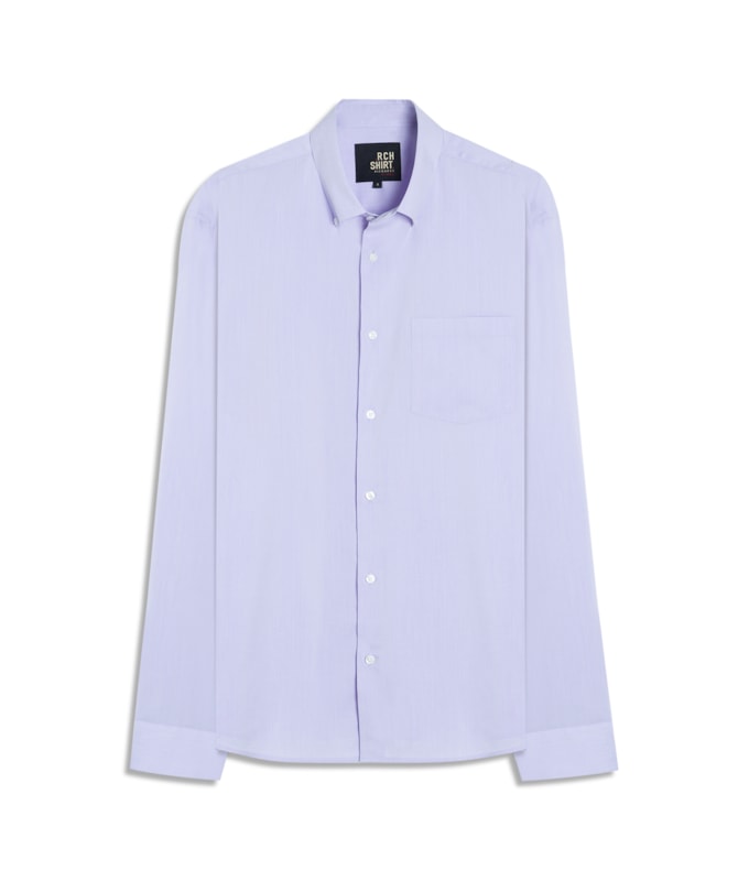 Camisa Fil a Fil Modal Button Down Ml Azul Pervante