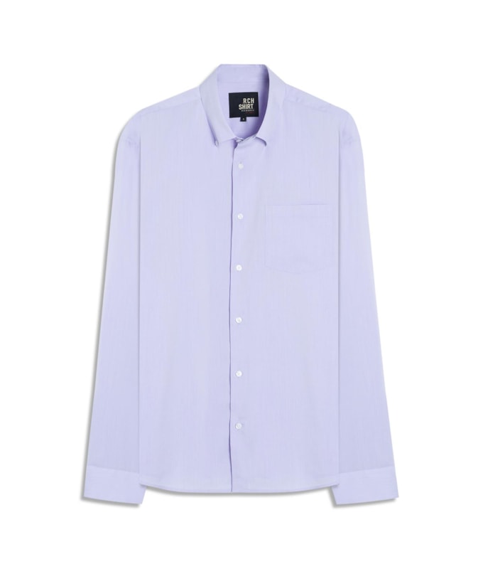 Camisa Fil a Fil Modal Button Down Ml Azul Pervante