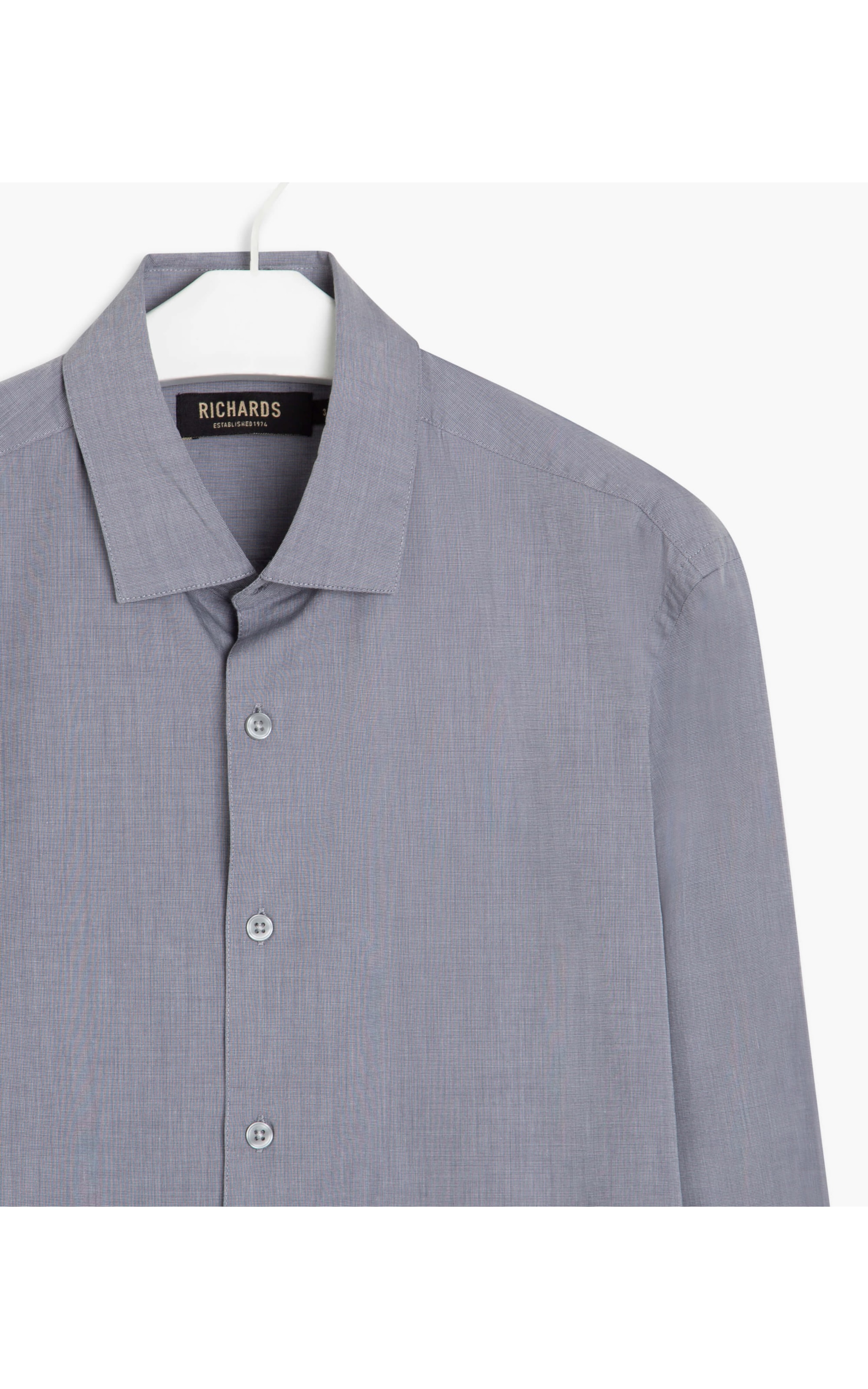 Camisa Fil a Fil Tr Ml Cinza