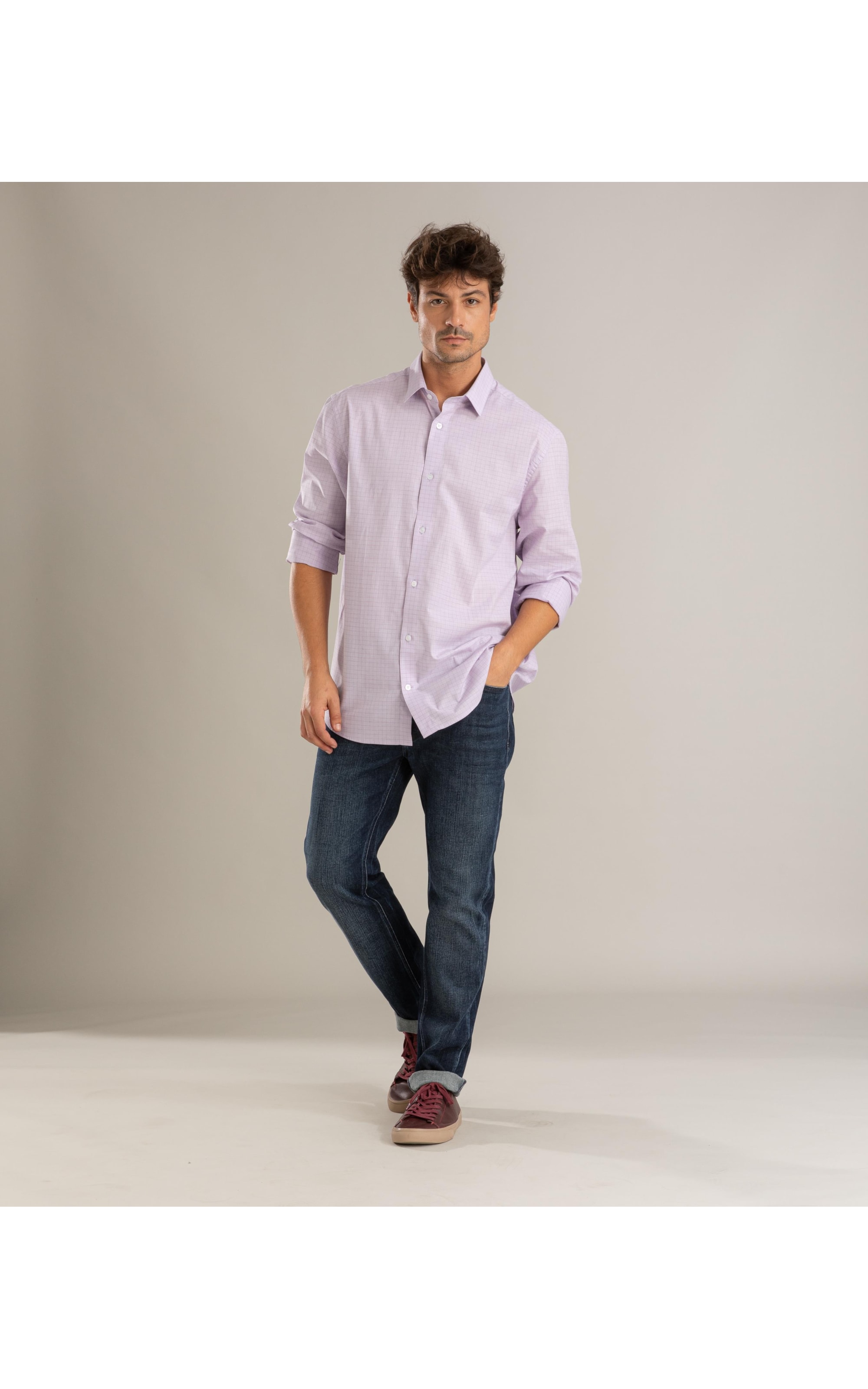 Camisa Fil a Fil Xadrez Pedro Ml Vermelho