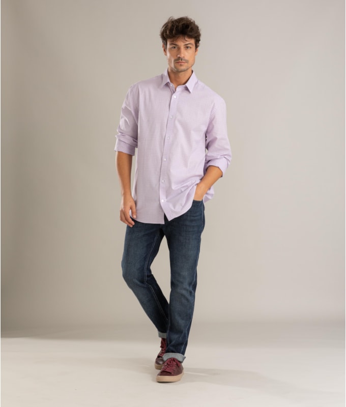 Camisa Fil a Fil Xadrez Pedro Ml Vermelho