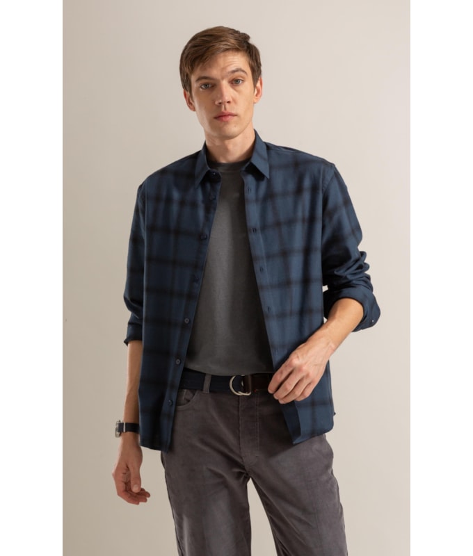 Camisa Flanela Alisson Ml Marinho
