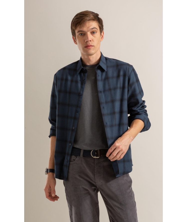 Camisa Flanela Alisson Ml Marinho