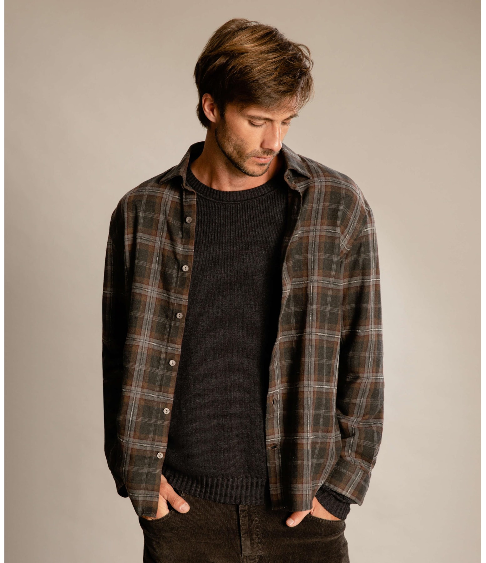 Camisa Flanela Caique Ml Marrom