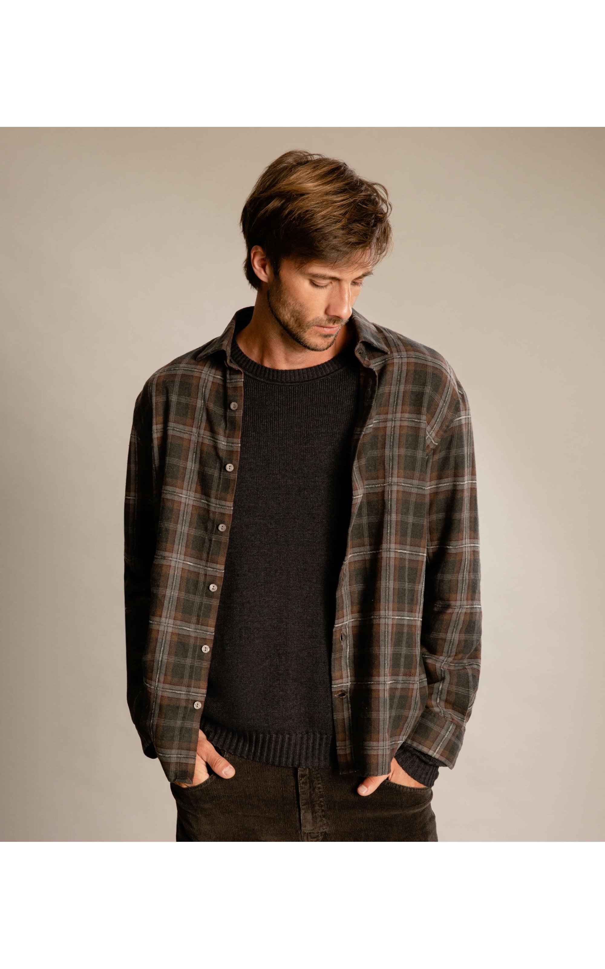 Camisa Flanela Caique Ml Marrom