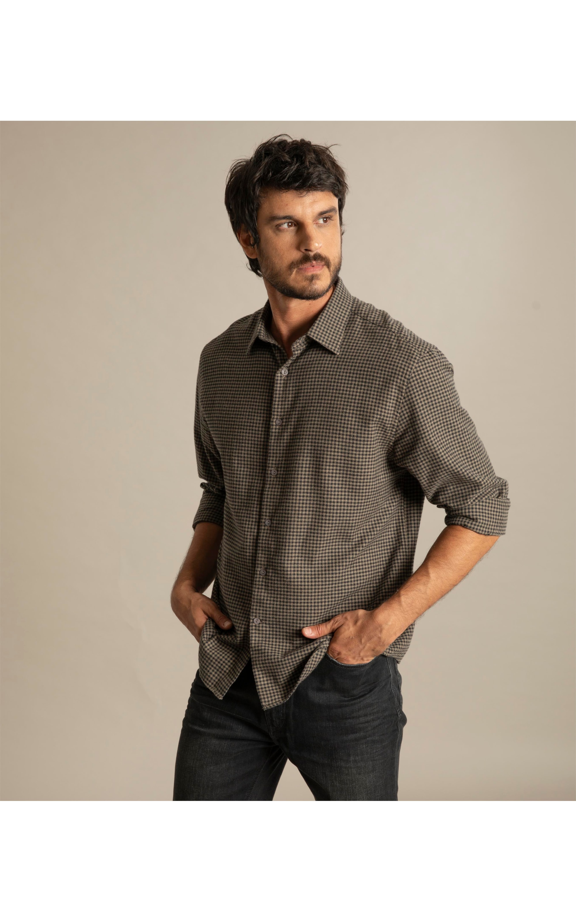 Camisa Flanela Emanuel Ml Verde Militar
