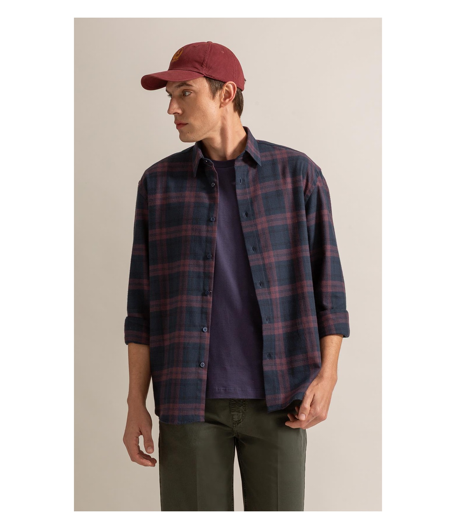 Camisa Flanela Felix Ml Bordeaux