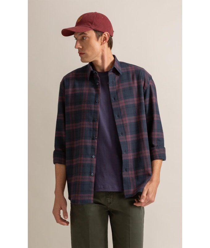 Camisa Flanela Felix Ml Bordeaux
