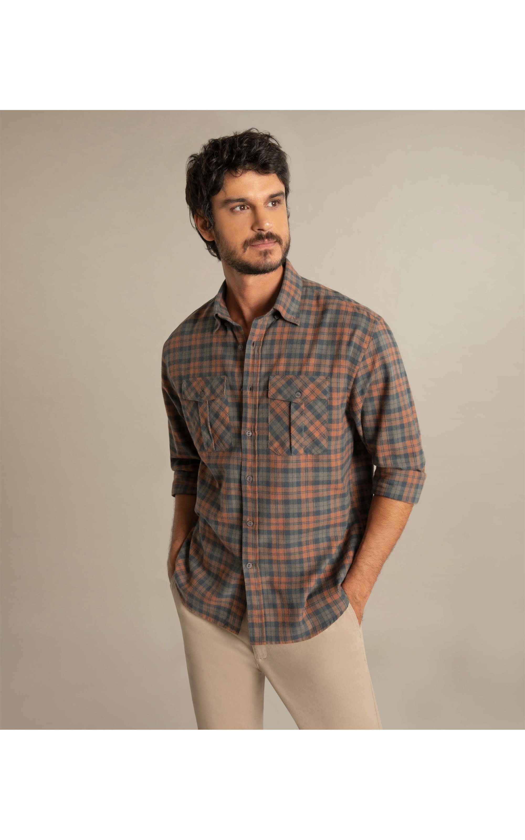 Camisa Flanela Joaquim Ml Marrom Escuro
