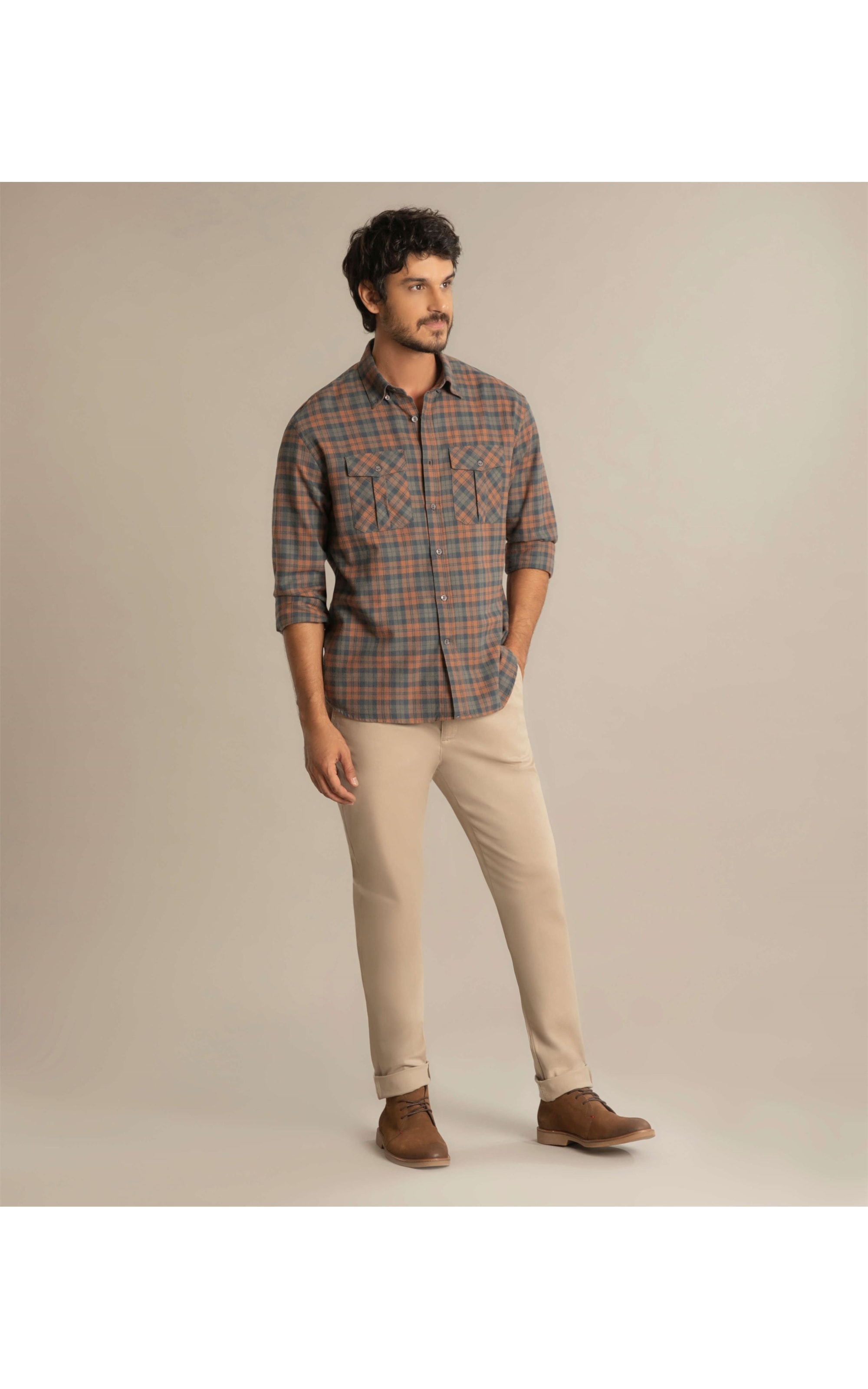 Camisa Flanela Joaquim Ml Marrom Escuro