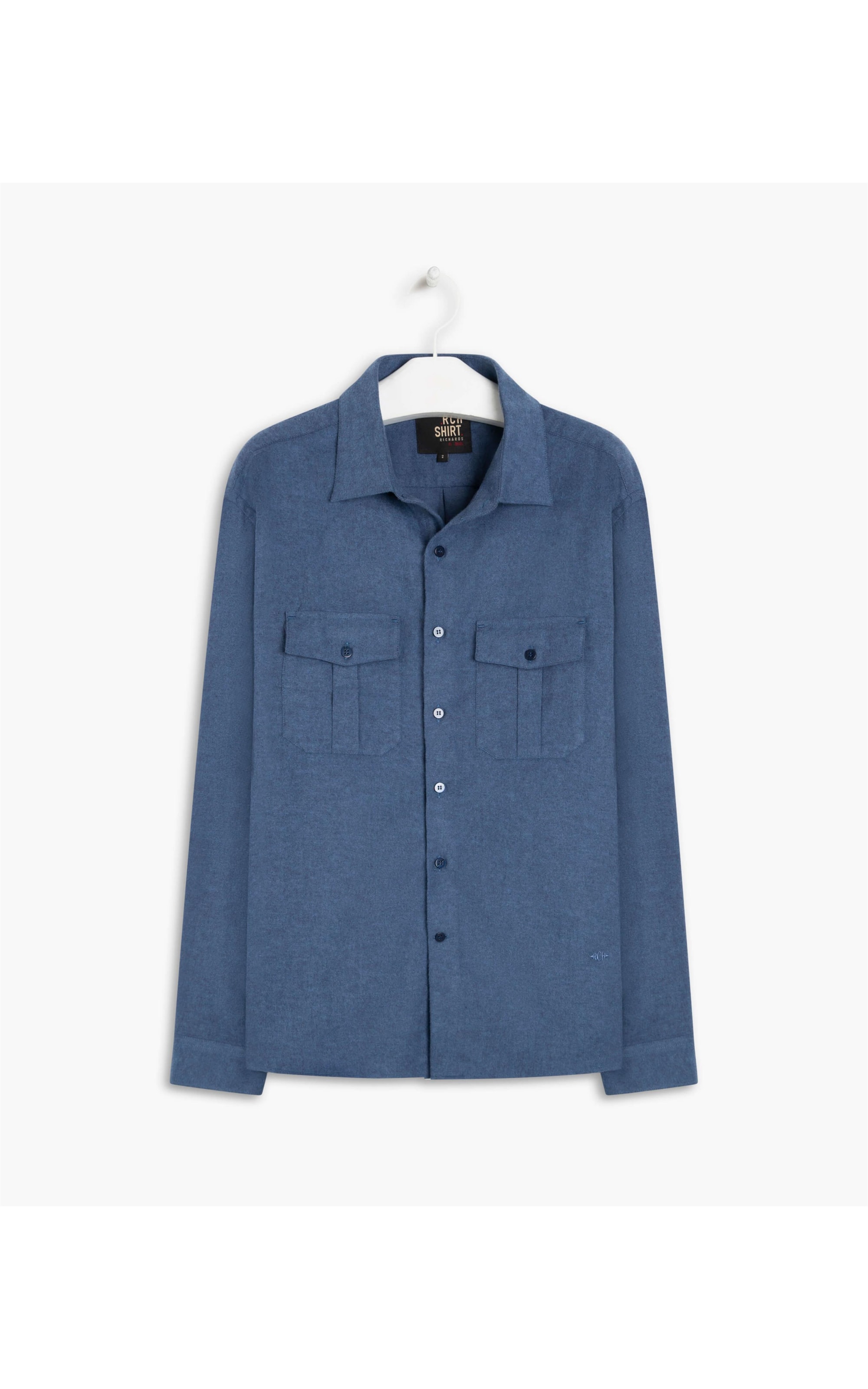 Camisa Flanela Lisa Pockets Ml Dark Navy