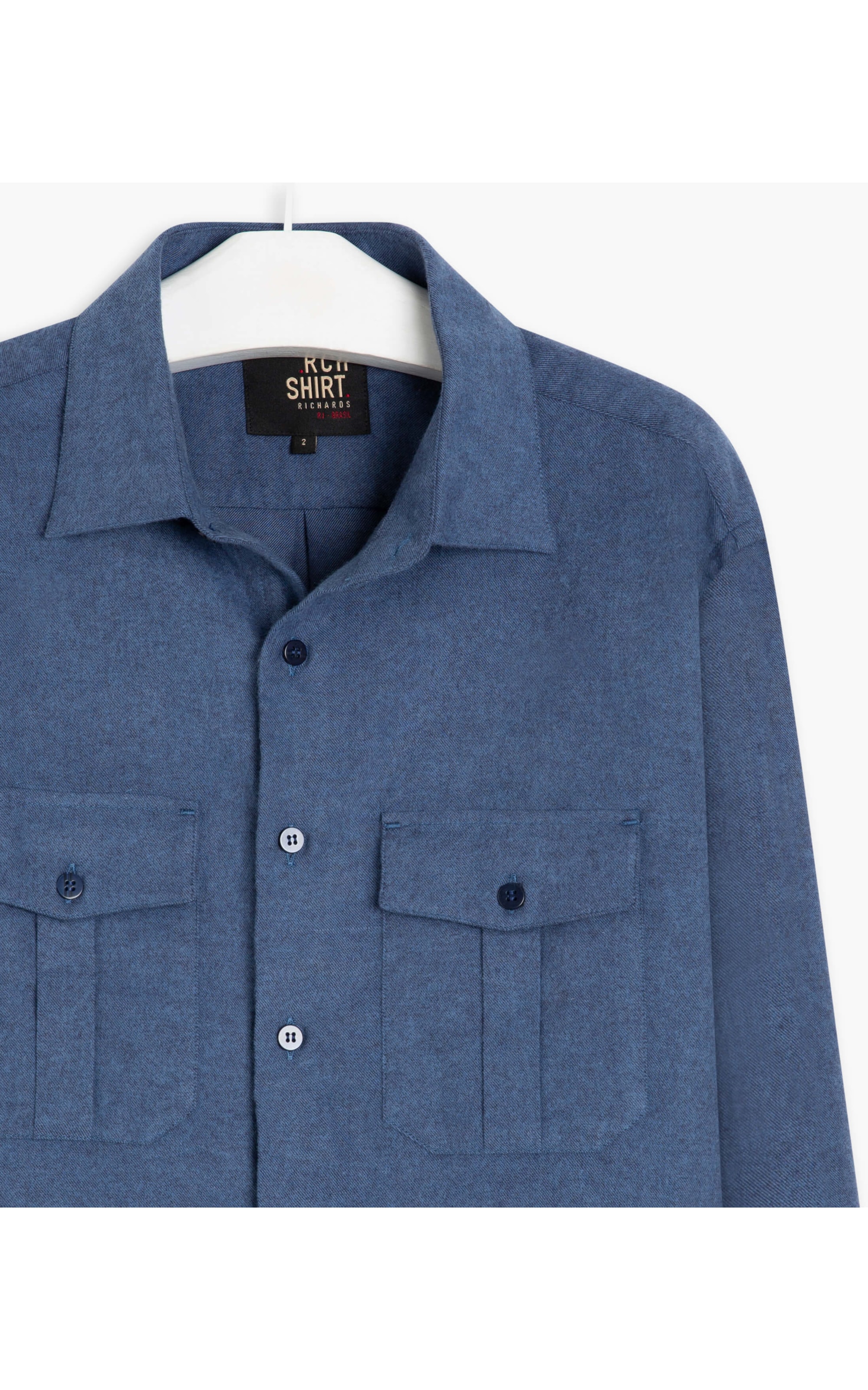 Camisa Flanela Lisa Pockets Ml Dark Navy