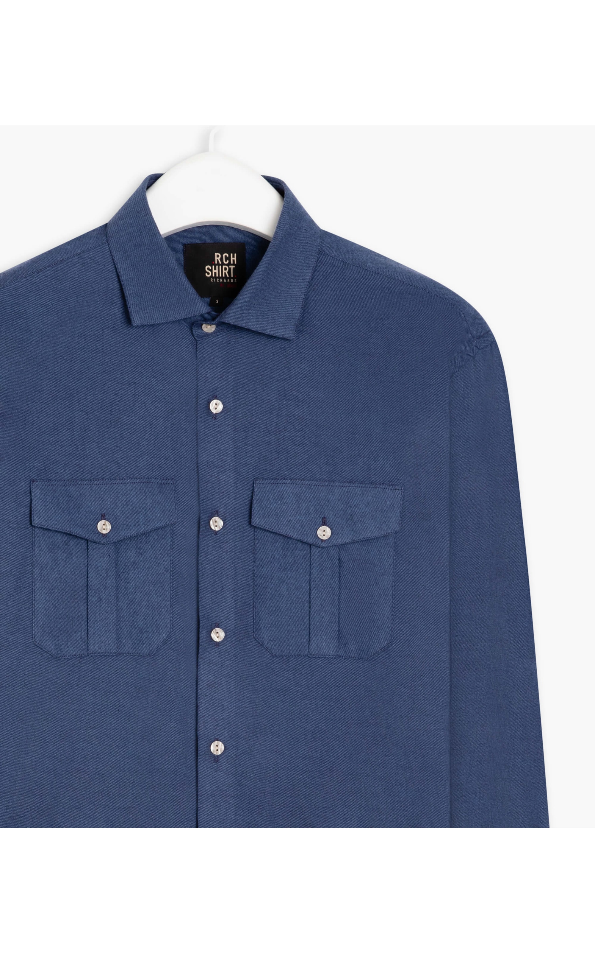 Camisa Flanela Lisa Pockets Ml  Marinho