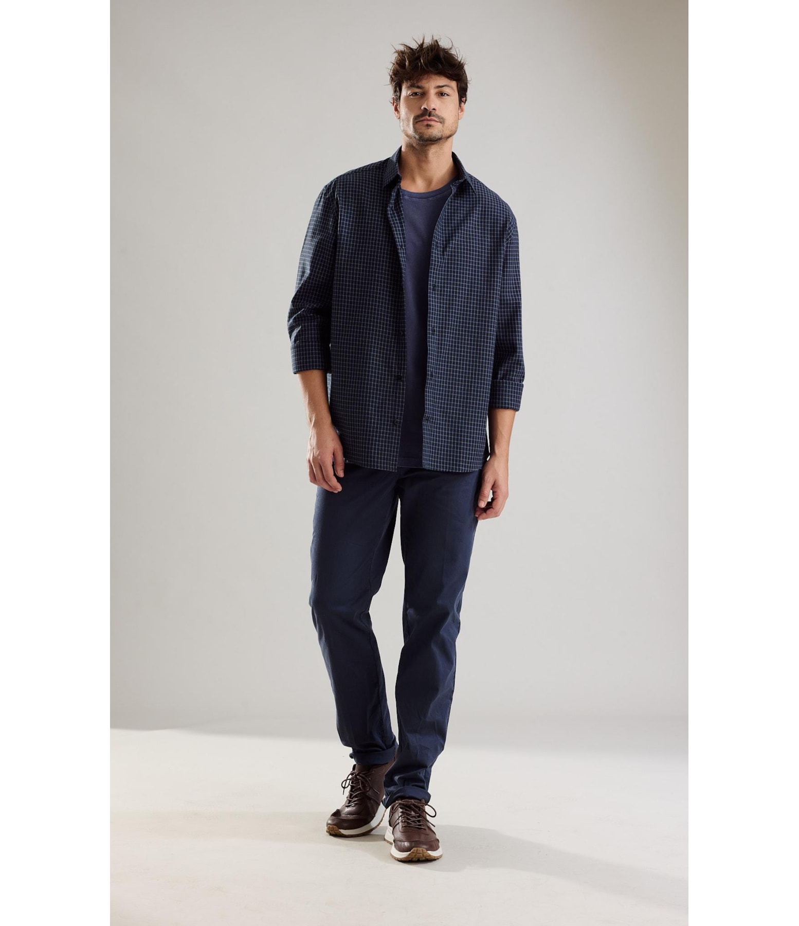 Camisa Flanela Mauro Ml Azul Jeans