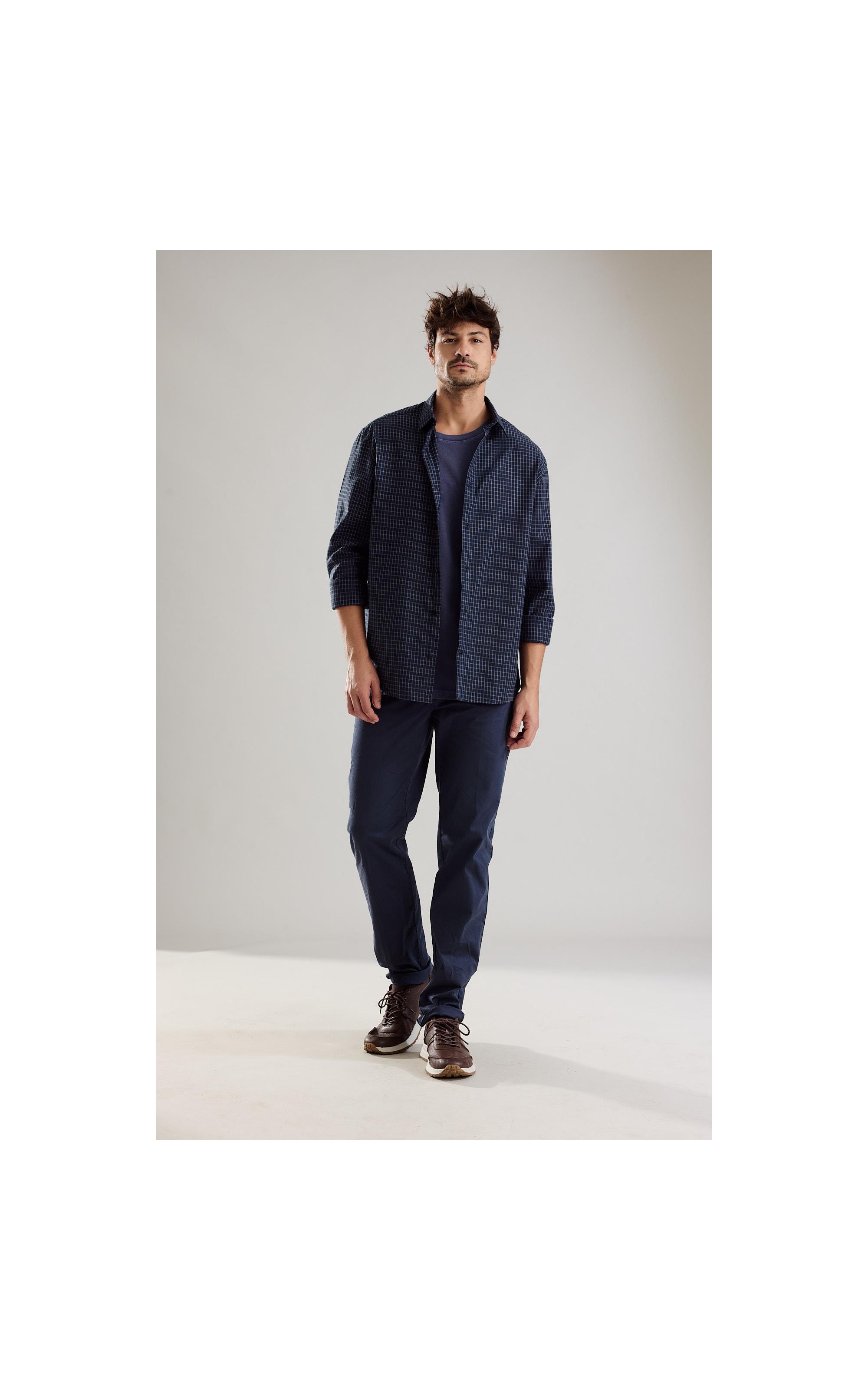 Camisa Flanela Mauro Ml Azul Jeans