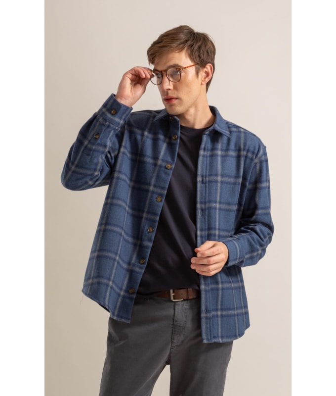 Camisa Flanela Overshirt Ml Marinho