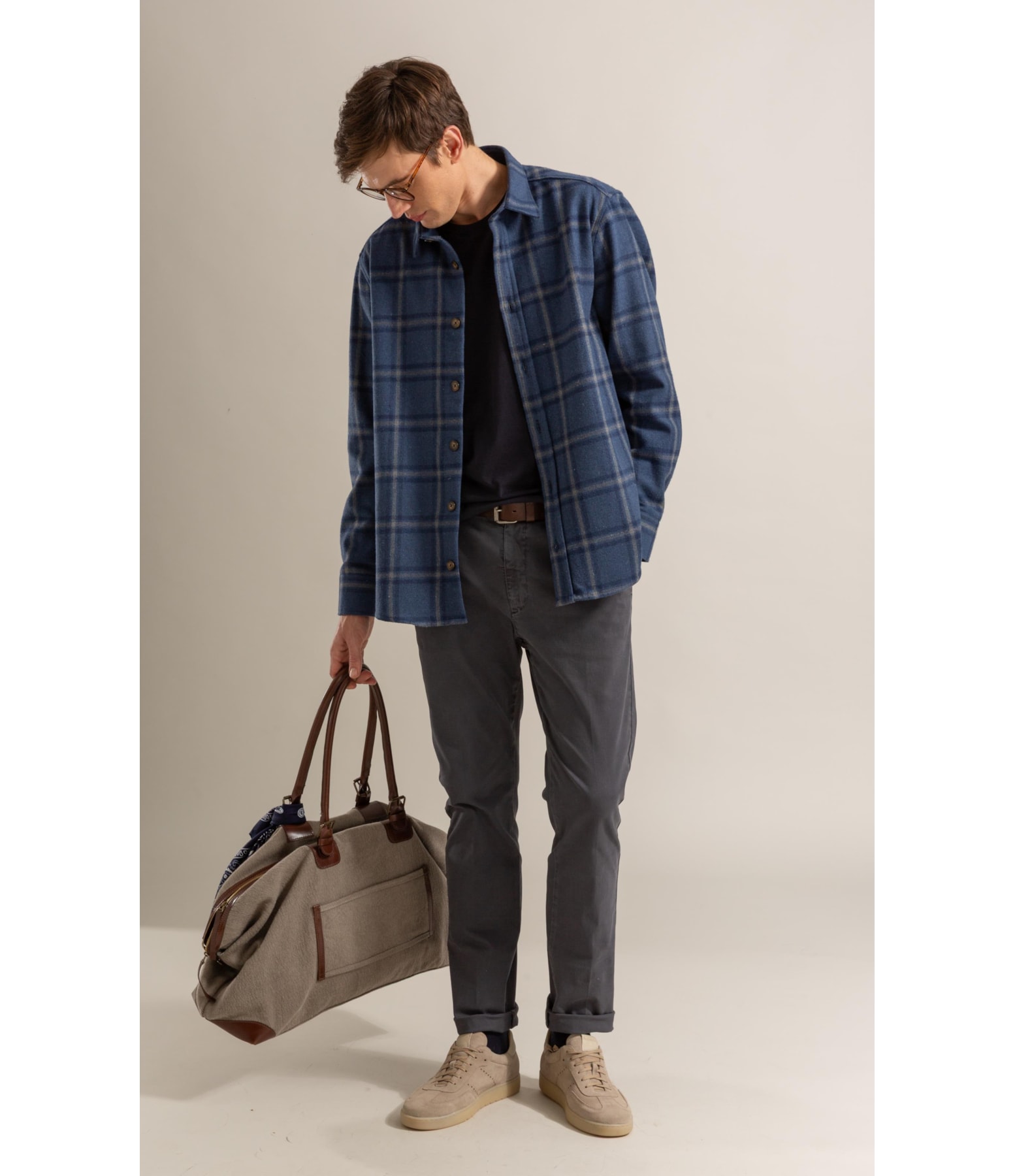 Camisa Flanela Overshirt Ml Marinho
