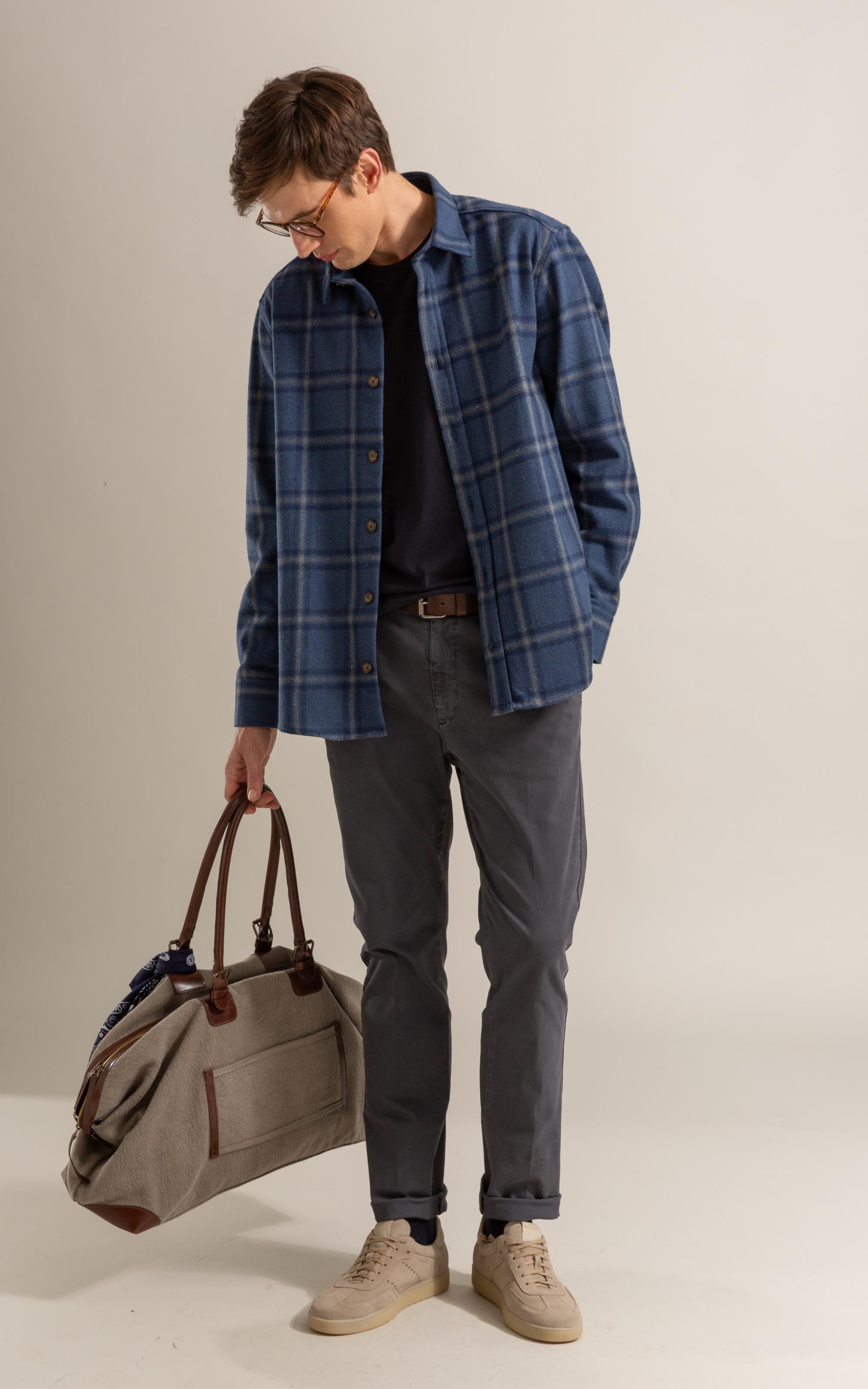 Camisa Flanela Overshirt Ml Marinho