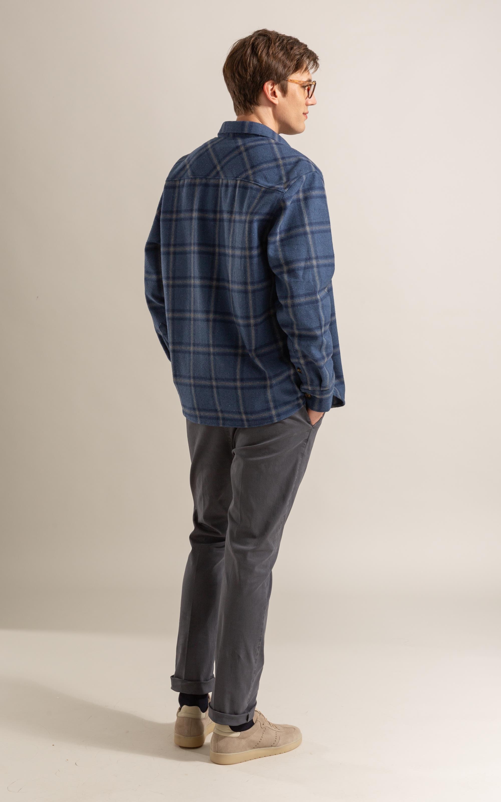 Camisa Flanela Overshirt Ml Marinho