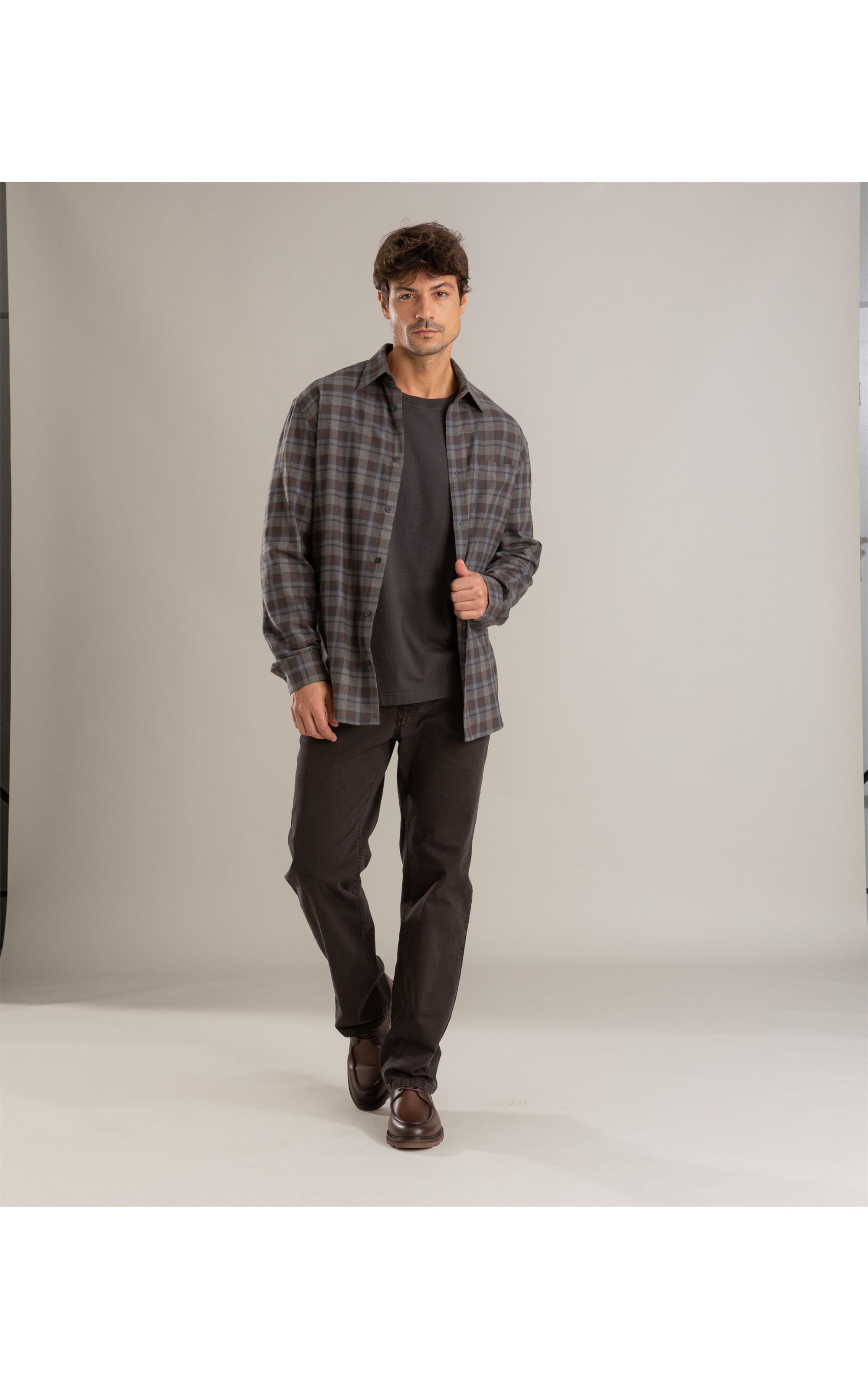 Camisa Flanela Xadrez Bernardo Tabaco