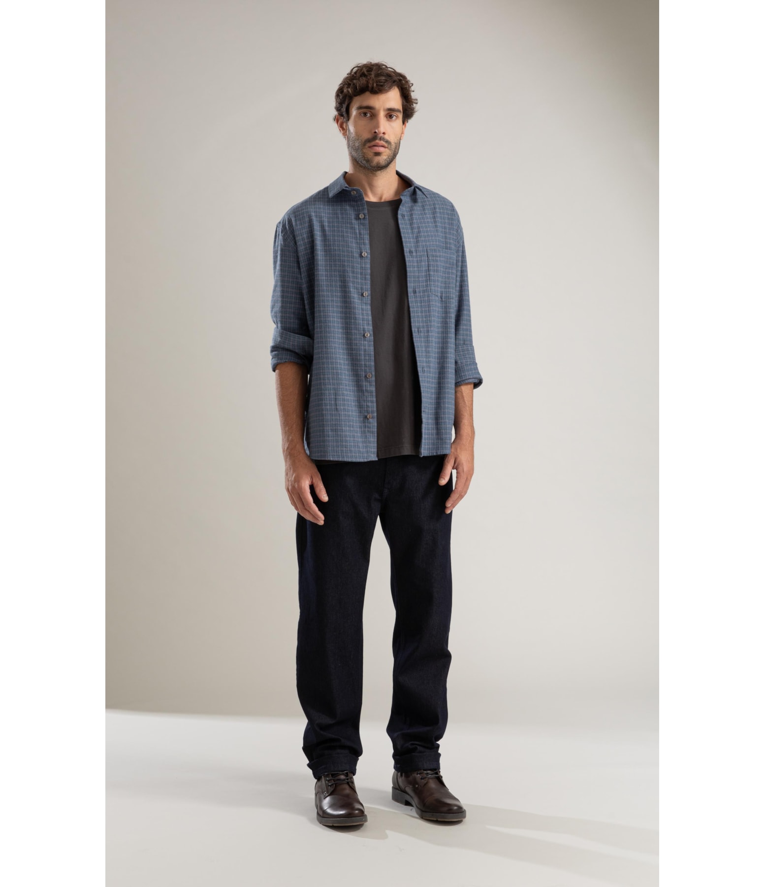 Camisa Flanela Xadrez Daniel Azul Jeans