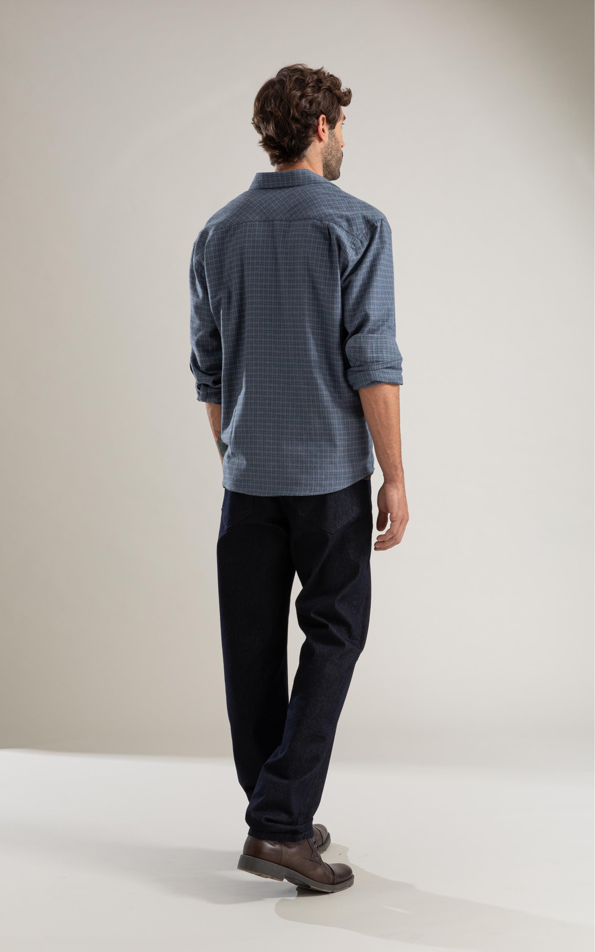 Camisa Flanela Xadrez Daniel Azul Jeans
