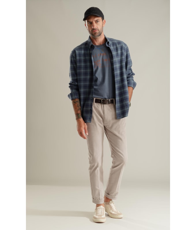 Camisa Flanela Xadrez Diogo Ml Azul Bic