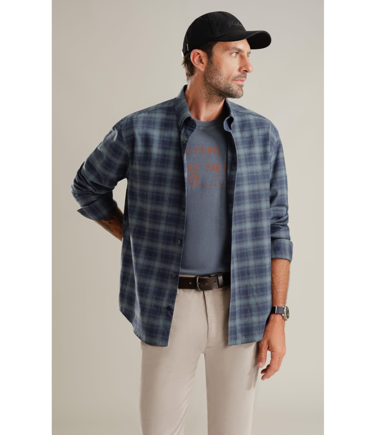 Camisa Flanela Xadrez Diogo Ml Azul Bic