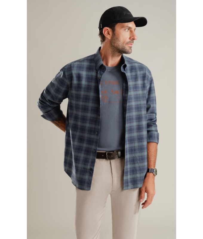 Camisa Flanela Xadrez Diogo Ml Azul Bic