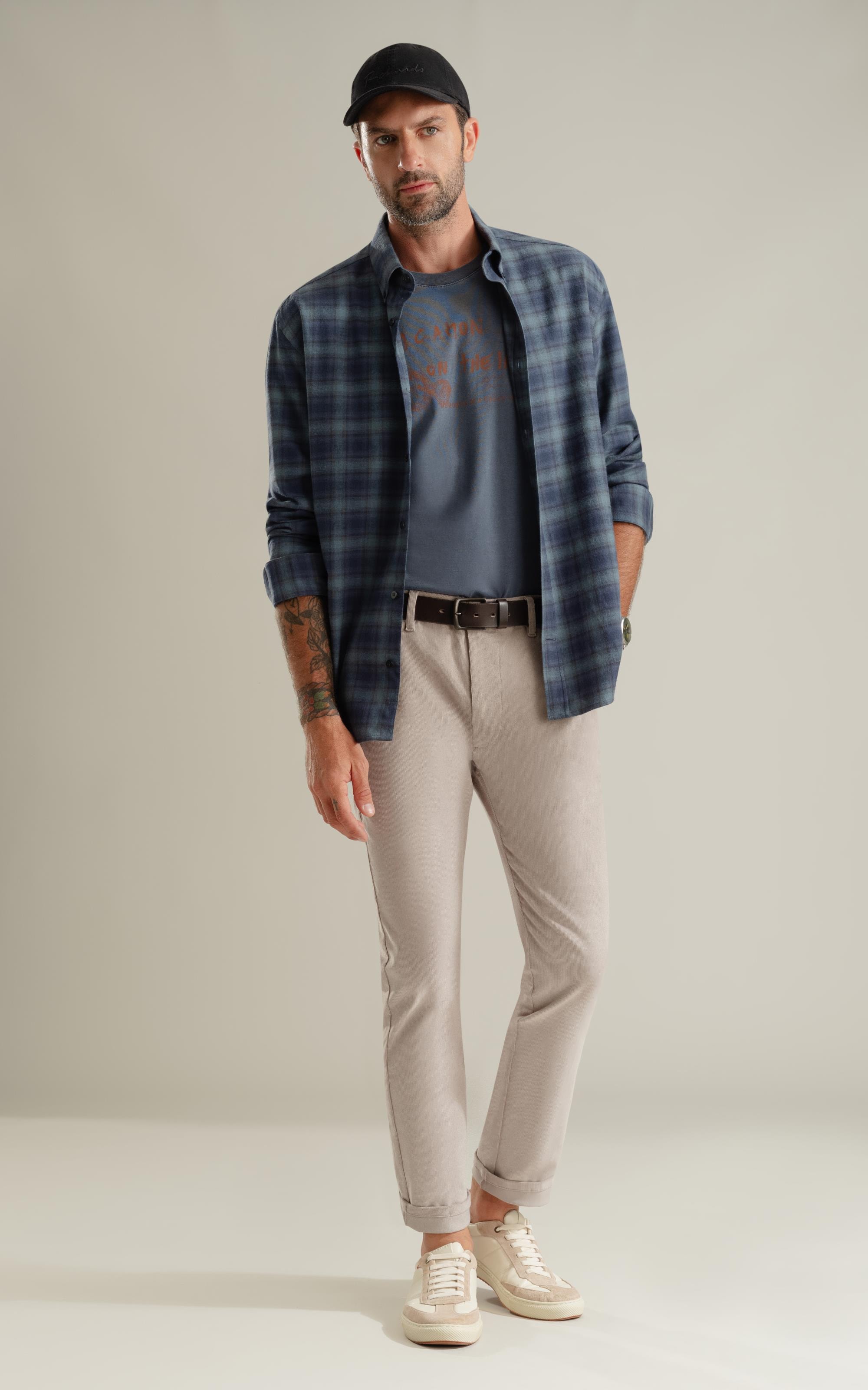 Camisa Flanela Xadrez Diogo Ml Azul Bic