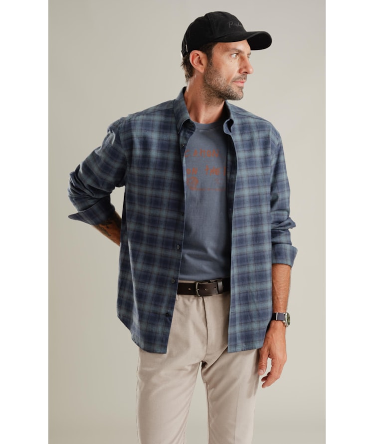 Camisa Flanela Xadrez Diogo Ml Azul Bic