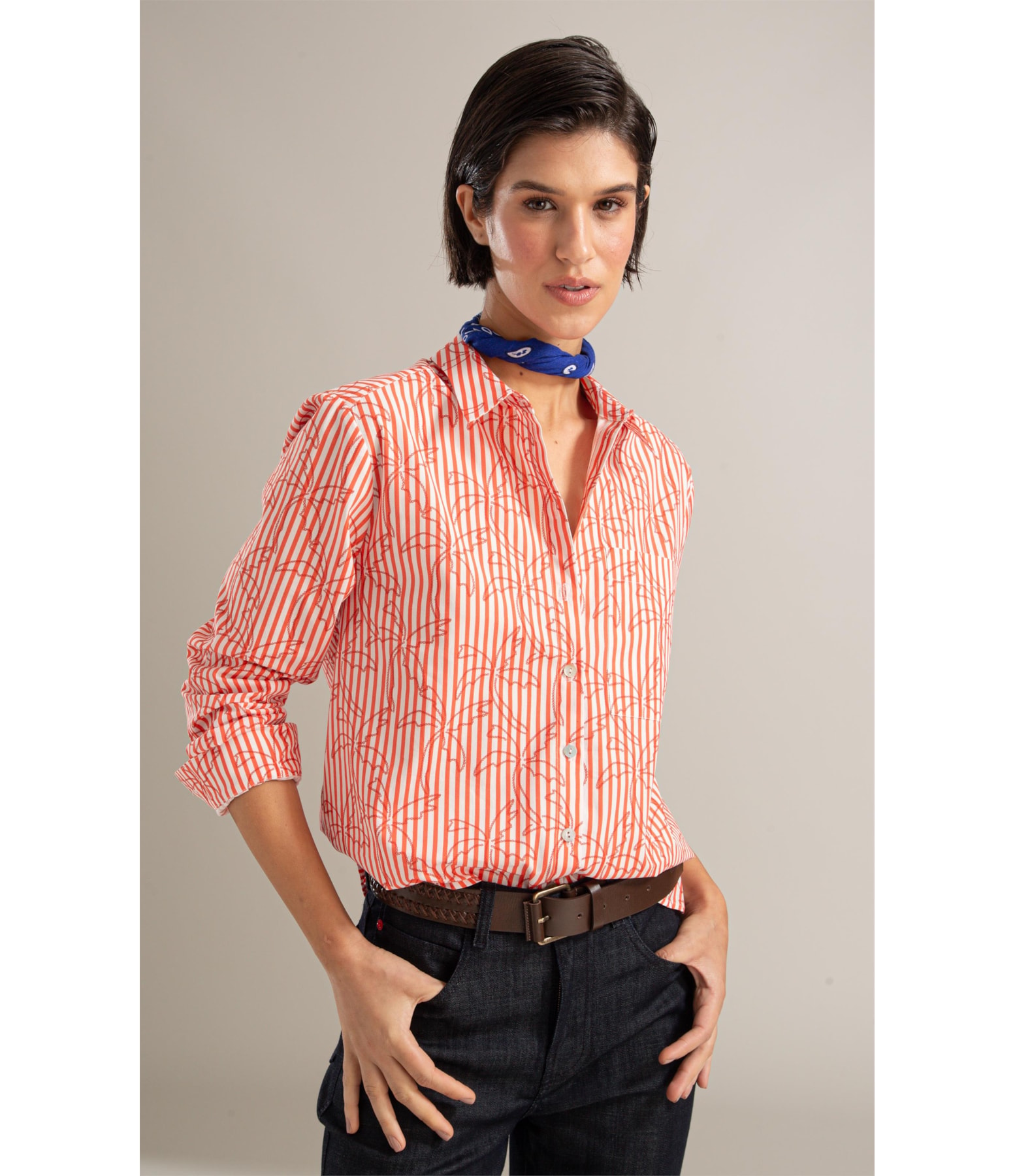 Camisa Flora Listrado Palmers Vermelho