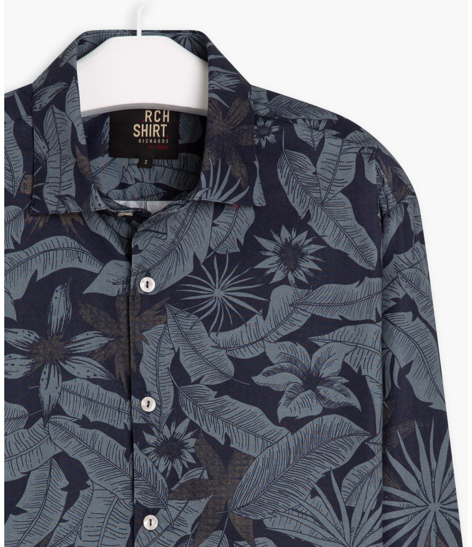 Camisa Floral Bold Estampada Ml Dark Navy