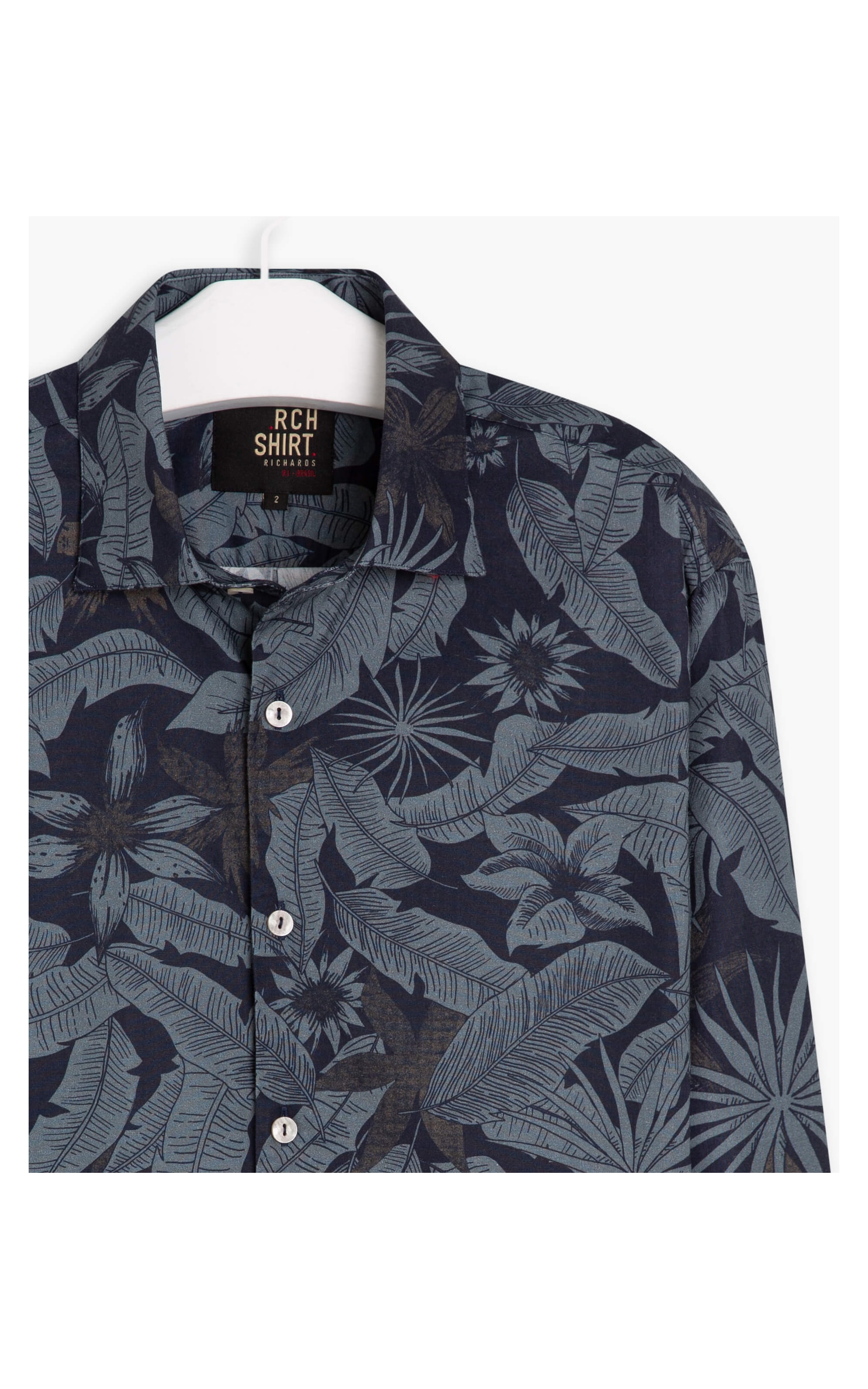 Camisa Floral Bold Estampada Ml Dark Navy