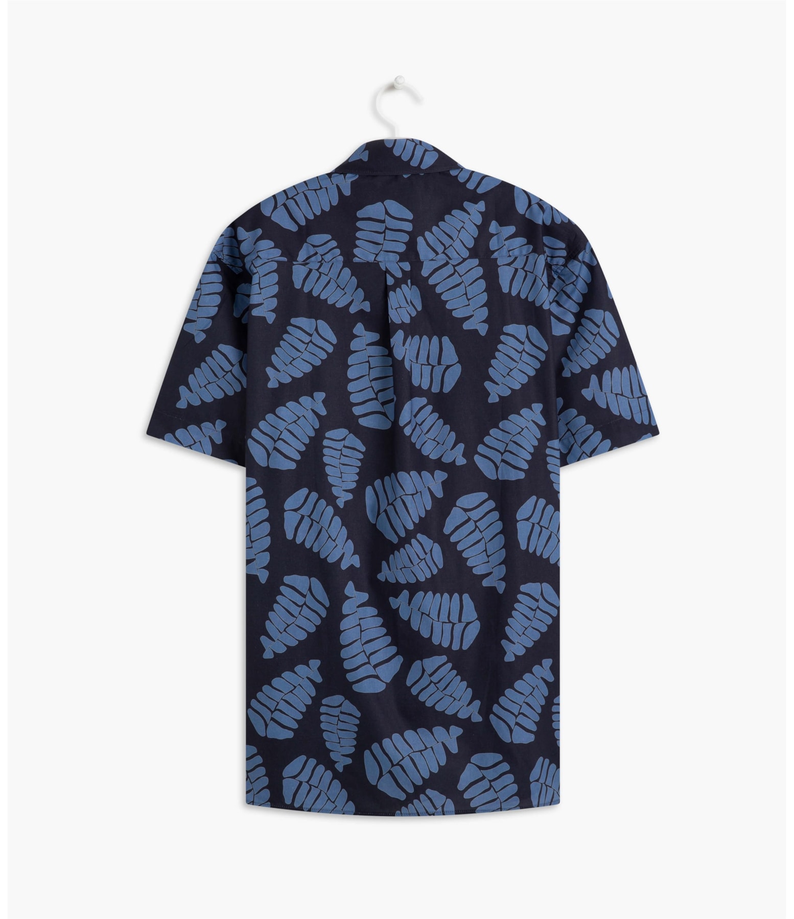 Camisa Folhas Estampada Mc Azul Bic