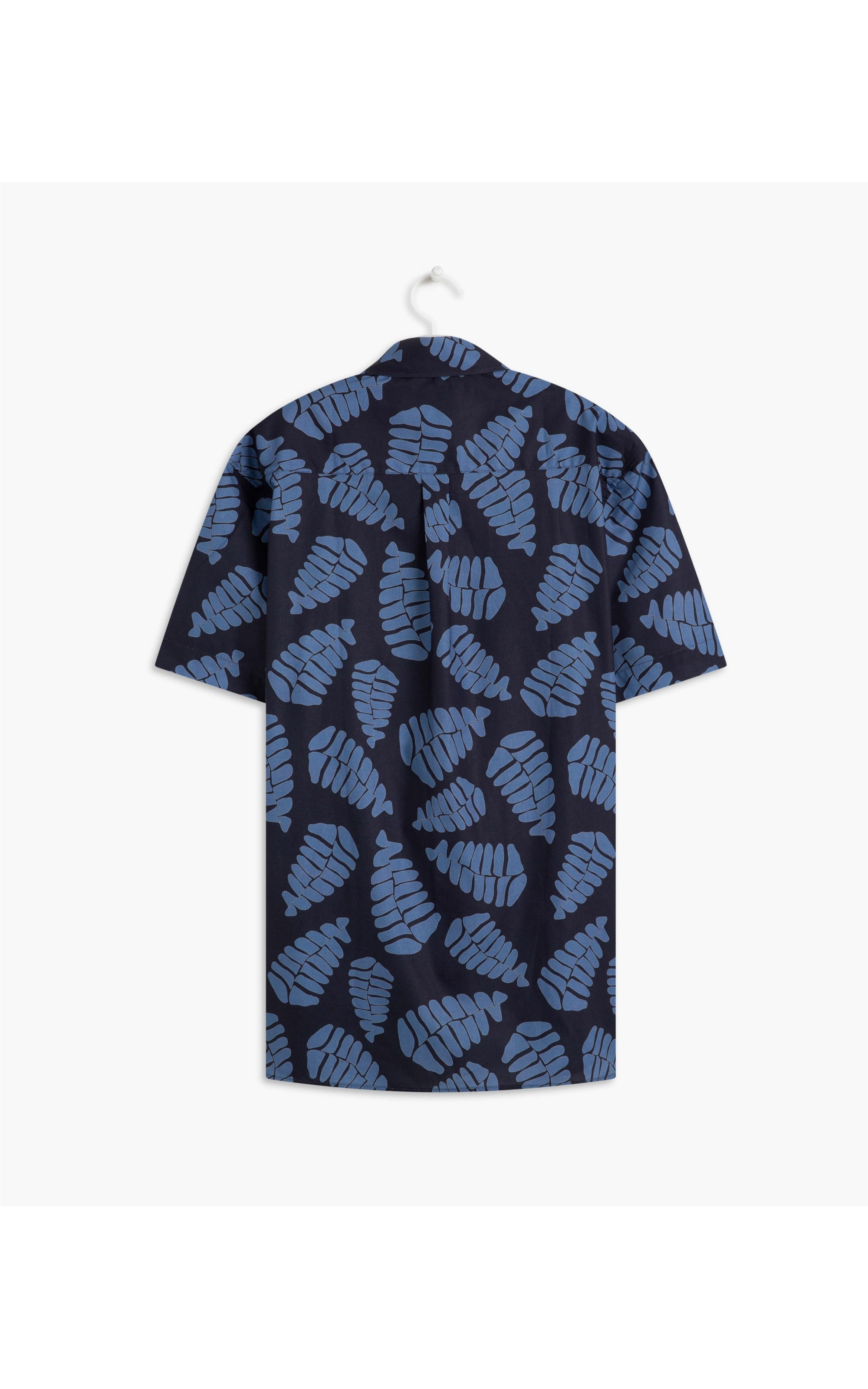 Camisa Folhas Estampada Mc Azul Bic
