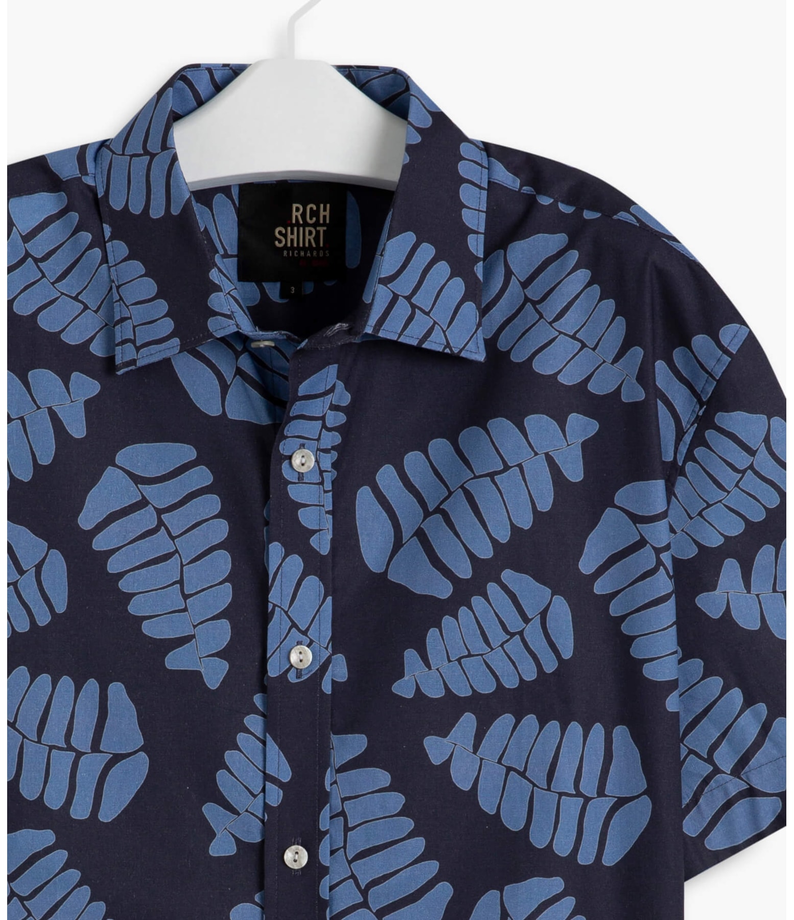 Camisa Folhas Estampada Mc Azul Bic