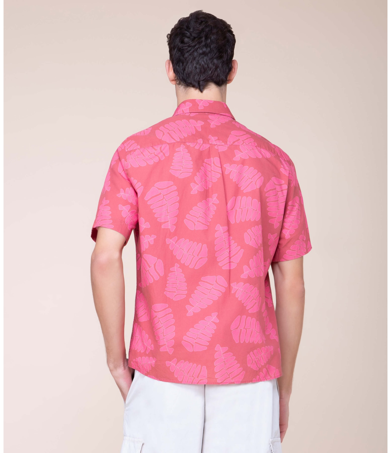 Camisa Folhas Estampada Mc Vermelho