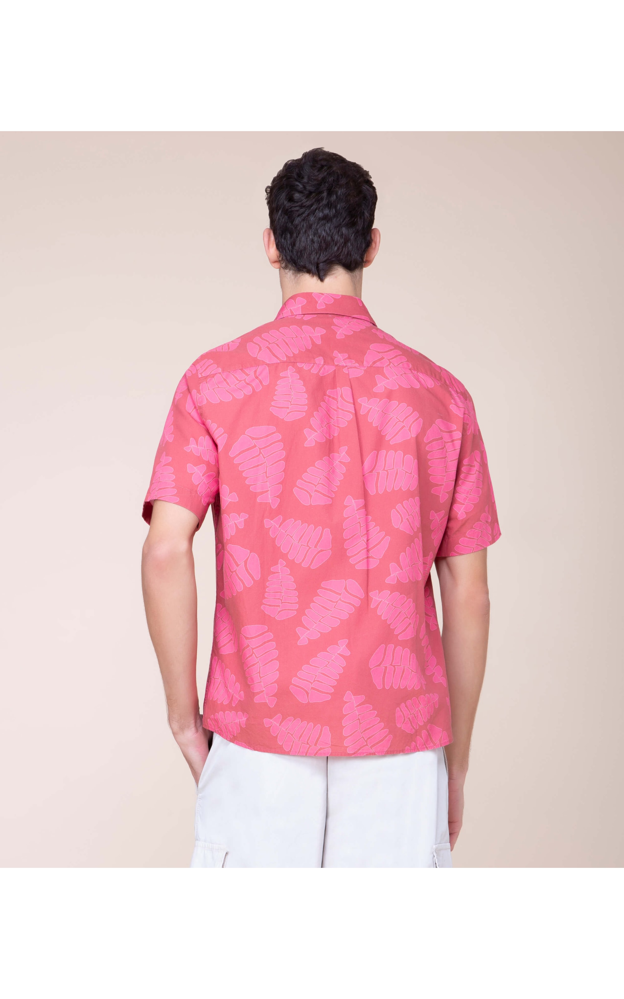 Camisa Folhas Estampada Mc Vermelho